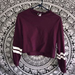 h&m divided maroon cropped long sleeve